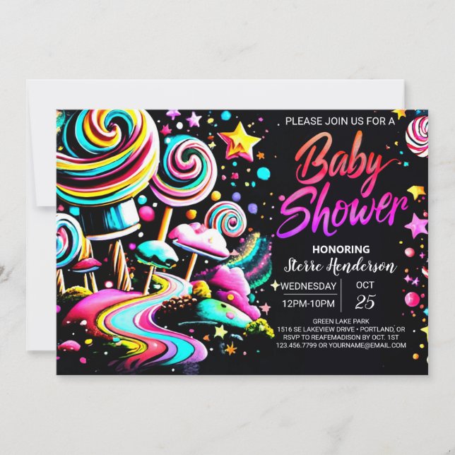 Invitation Baby shower de charme Candyland (Devant)