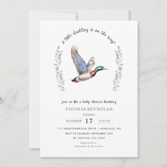 Invitation Baby shower de chasse au canard de Mallard (Devant)