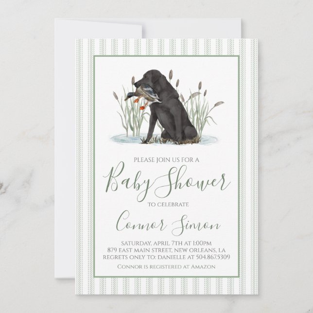 Invitation Baby shower de chasseur de canard du sud de Preppy (Devant)
