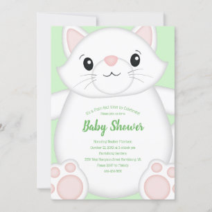 Invitation Baby shower de chat Kitty Green