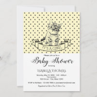 Invitation Baby shower de chaton mignon jaune