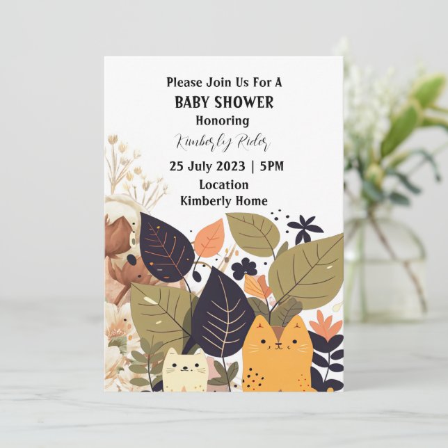 Invitation Baby shower de chats de Bohême (Debout devant)