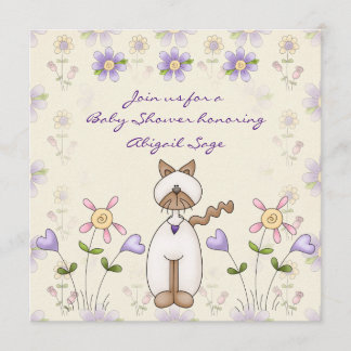 Invitation Baby shower de chats et de fleurs mignons