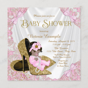 Invitation Baby shower de chaussures Parties scintillant rose