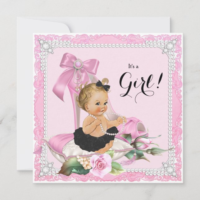 Invitation Baby shower de chaussures Pearl High Heel (Devant)