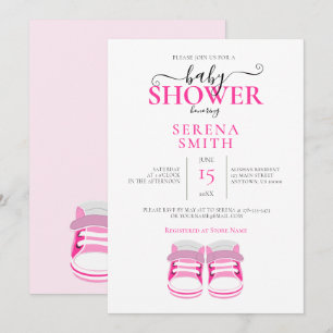 Invitation Baby shower de chaussures pour bébé mignonne ROSE