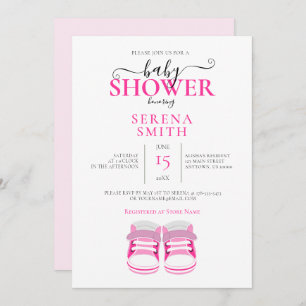 Invitation Baby shower de chaussures pour bébé mignonne ROSE