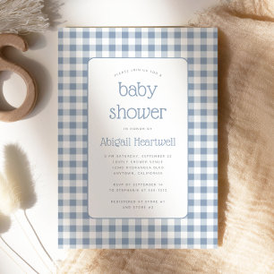 Invitation Baby shower de chèque En vichy bleu Dusty