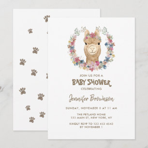 Invitation Baby shower de chien à fleurs d'Alpaca
