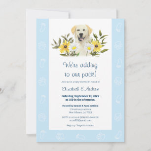 Invitation Baby shower de chien bleu jaune du Labrador Invita