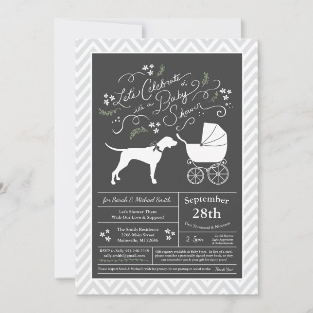 Invitation Baby shower de chien de pointer neutre (Devant)