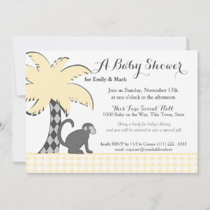Invitation Baby shower de chimpanzé et palmier