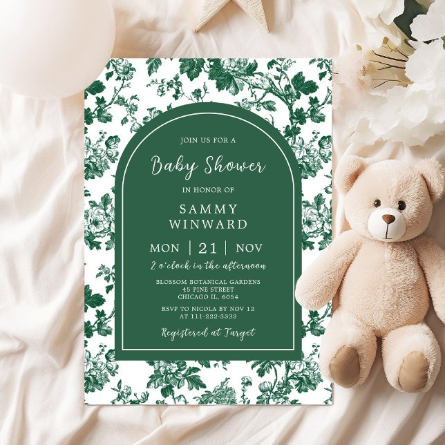 Invitation Baby shower de chinoiserie antique verte (Créateur téléchargé)