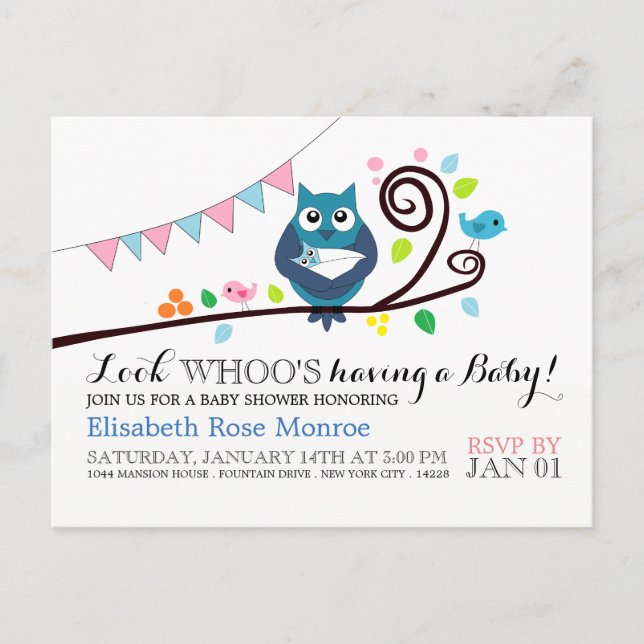 Invitation Baby shower de Chouette blanche (Devant)