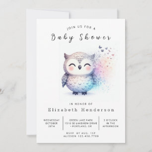 Invitation Baby shower de Chouette modifiable gracieux