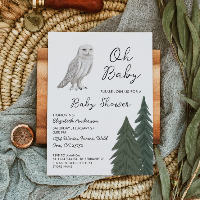 Invitation Baby shower de Chouette Neige (Créateur téléchargé)