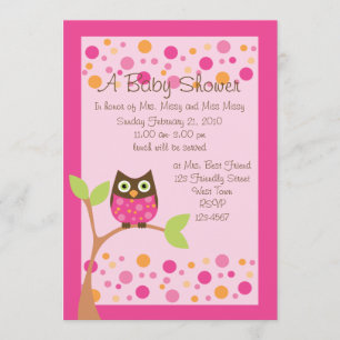 Invitation Baby shower de Chouette rose Invitation-hotpink su