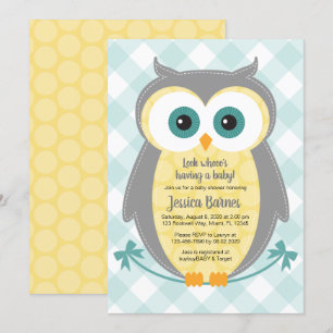Invitation baby shower de choux gris jaune neutre