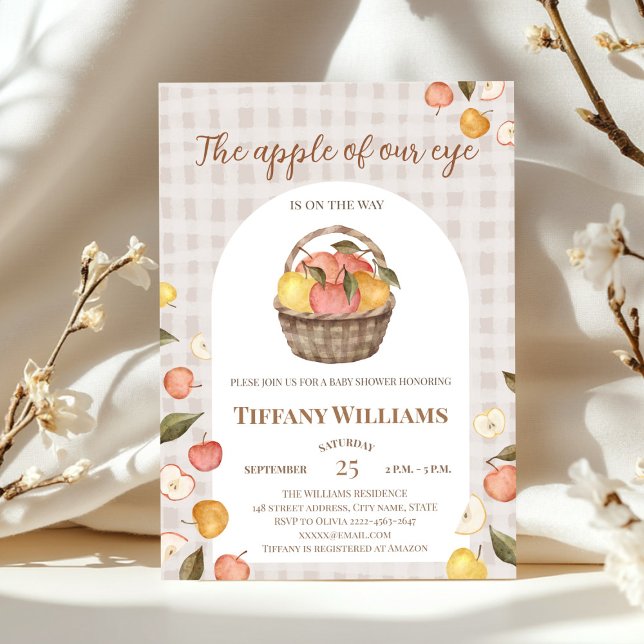 Invitation Baby shower de chute de la pomme de notre oeil (The apple of our eye autumn fall baby shower rustic invitation )