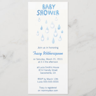 Invitation baby shower de chute de pluie bleue