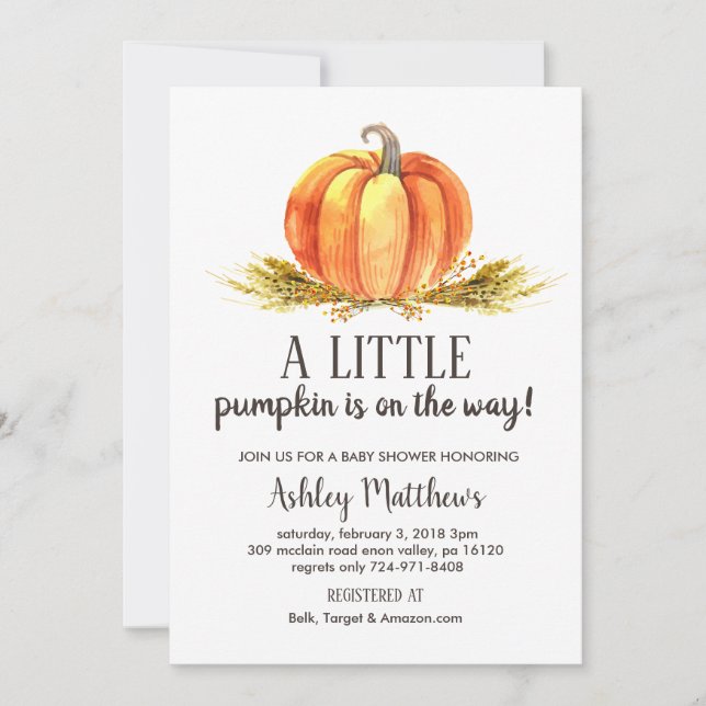 Invitation Baby shower de chute, un peu de baby shower de (Devant)