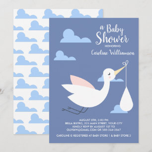 Invitation Baby shower de cigogne Baby Bundle & Cl