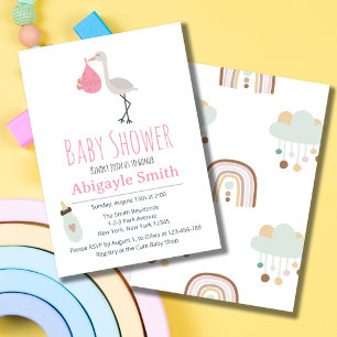 Invitation Baby shower de cigogne - C'est une fill