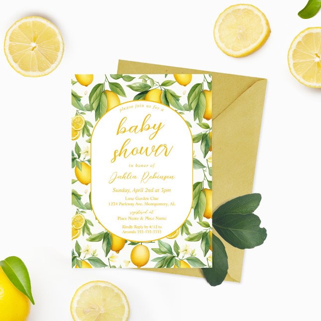 Invitation Baby shower de citron jaune d'été (Créateur téléchargé)