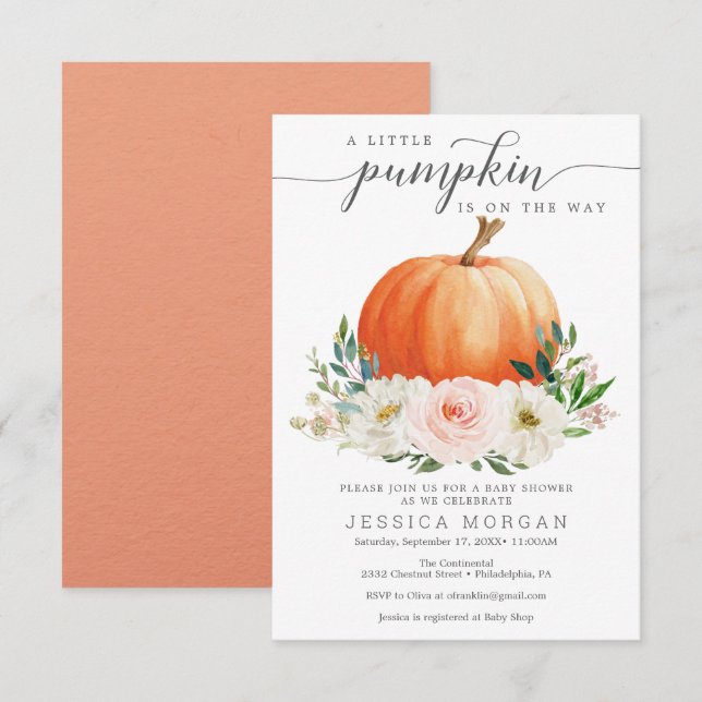 Invitation Baby shower de Citrouille de automne rustique (Devant / Derrière)