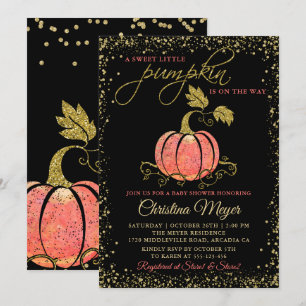 Invitation Baby shower de Citrouille de Parties scintillant B
