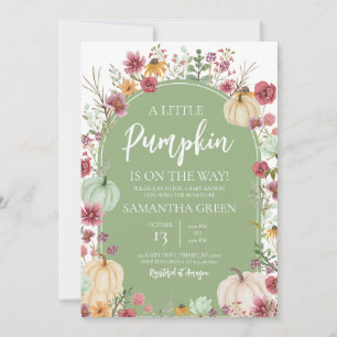 Invitation Baby shower de Citrouille Fleur sauvage non sexist