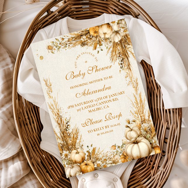 Invitation Baby shower de Citrouille rustique d'automne (Créateur téléchargé)