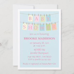 Invitation Baby shower de clothesline rose