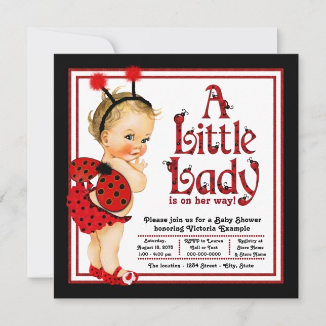 Invitation Baby shower de coccinelle rouge (Devant)