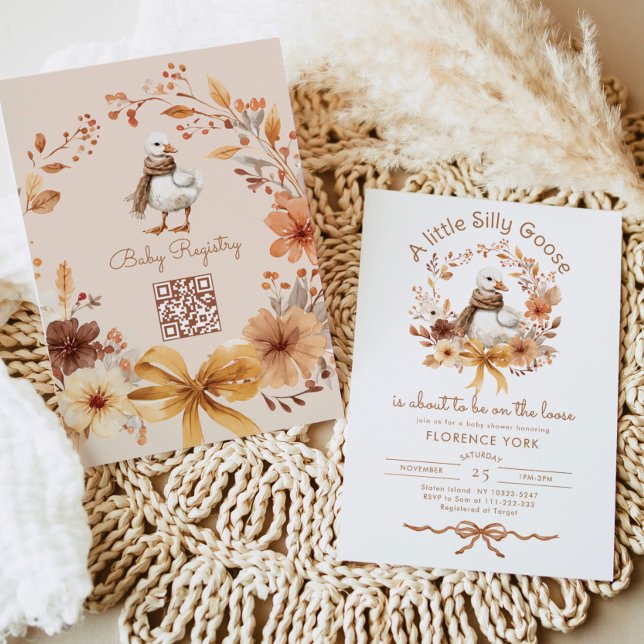 Invitation Baby shower de code QR de Silly Goose (Créateur téléchargé)