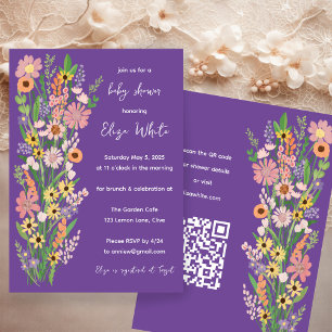 Invitation Baby shower de code QR personnalisé peint à la mai
