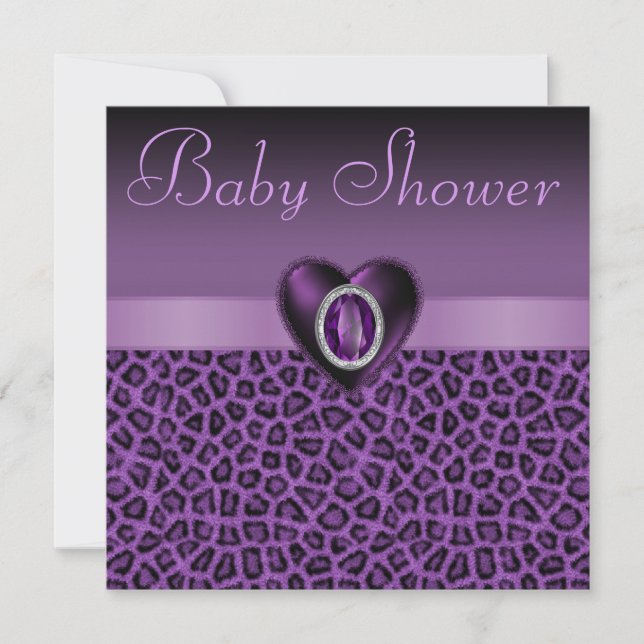 Invitation Baby shower de coeur de Empreinte de léopard et de (Devant)