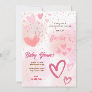 Invitation Baby shower de coeur doux