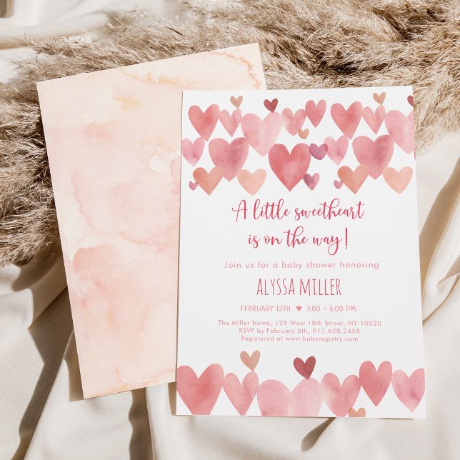 Invitation Baby shower de Coeurs Boho Little Sweetheart (Créateur téléchargé)
