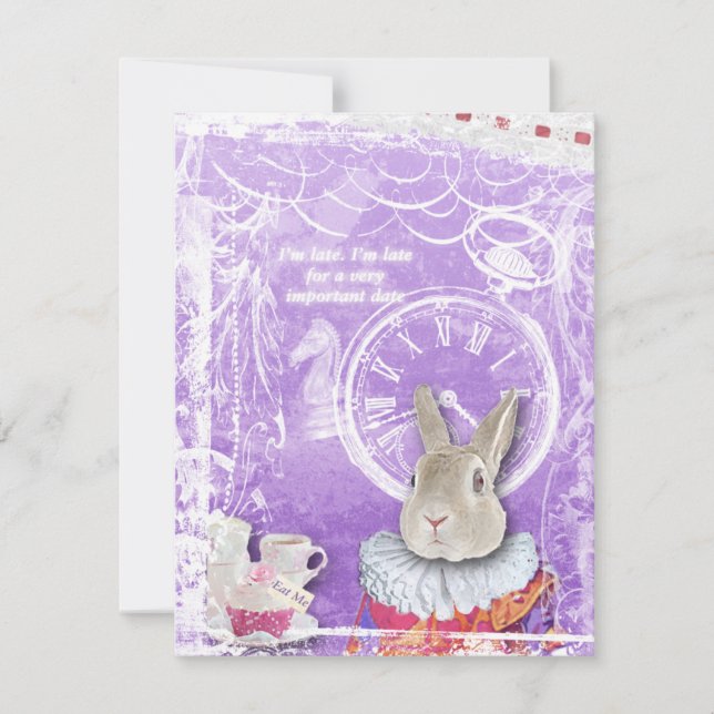 Invitation Baby shower de collage Whimsical Alice in Wonderla (Devant)