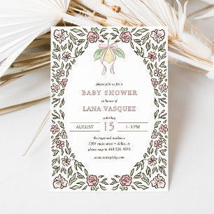 Invitation Baby shower de coquette floral de citron blanc