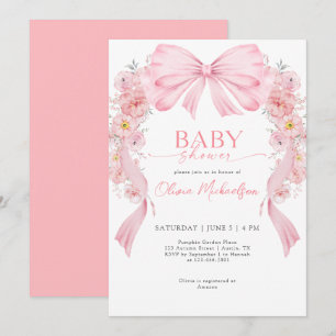Invitation Baby shower de coquette pour fille rose ruban