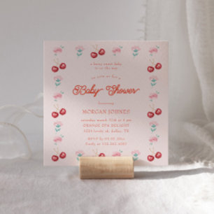 Invitation Baby shower de coquette rose pâle Berry