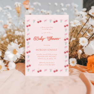 Invitation Baby shower de coquette rose pâle Berry