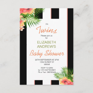 Invitation Baby shower de corail tropical jumelé