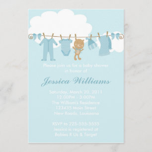 Invitation Baby shower de corde à  linge