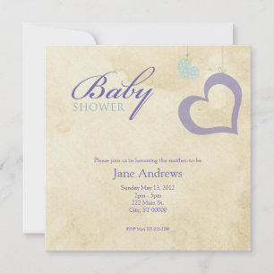 Invitation Baby shower de cordes de coeur - Purple et Bleu
