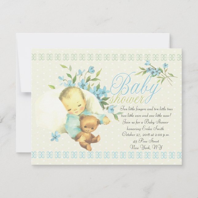 Invitation Baby shower de couchage Vintage (Devant)