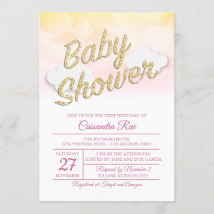 Invitation Baby shower de coucher de soleil rose e