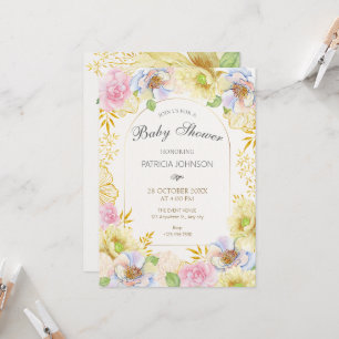 Invitation Baby shower de couleur douce florale